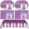 LOIYSHINE 41 PCS Purple Birthday Decorations: 20 Purple Plates, 20 Napkins, 1 Tablecloth - Perfect for Girl Women Wedding Birthday Parties