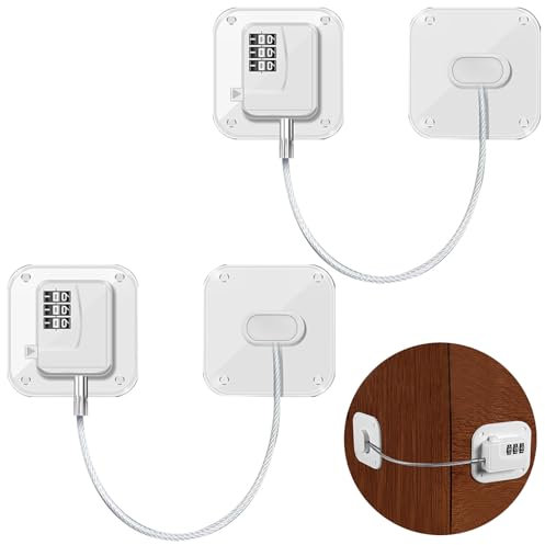 Binnan 2pcs Verrou de Réfrigérateur avec Code, Serrure de Porte de Réfrigérateur pour Sécurité Enfant, Cadenas Frigo Porte pour Enfants pour Armoire, Fenêtre, Réfrigérateur