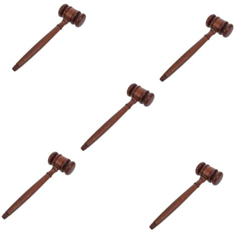 Tofficu 5St Holzhammer Gerichtshammer Gerichtssaal Hammer Auktionshammer kinder rollenspiel Versteigerungshammer Schulbedarf für Jura Richter-Büro- Kinderspielzeughammer Gummi Brown