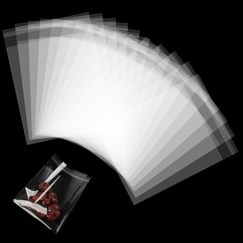 200 Stück Selbstklebende OPP Beutel,20×15cm Klare Zellophanbeutel,Transparente Zellophanbeutel aus Kunststoff,Selbstklebende Klarsichtbeutel für Kekse SüßIgkeiten Mitgebsel Schmuck Dekorationen