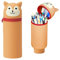 Générique Kawaii Étui École 2 en 1 en Silicone Souple, Trousse Silicone Verticale, Fermeture Éclair en Silicone, Dessin Animé Mignon DIY, Plusieurs Couleurs Et Styles (Brun)