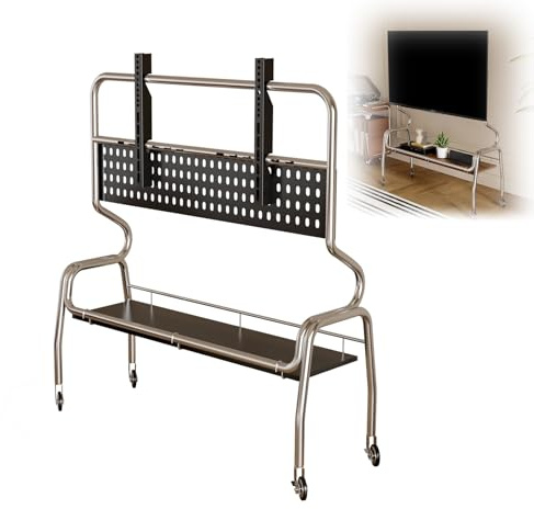 YZWZZXC Fernsehständer mit Rollen, Tv Ständer Rollbar, Geeignet für Fernseher Bis 85 Zoll, Tragfähigkeit 120 Kg, Höhe Kann Eingestellt Werden, Geeignet für Zuhause, Büro(90x35x120cm/35x14x47in)
