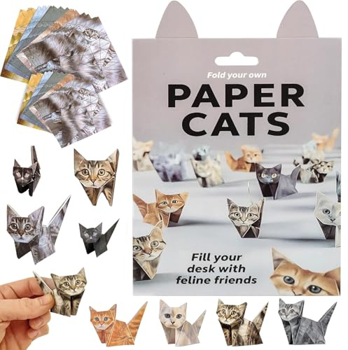 DIY Papier Katzen Origami Kit, 50 Blätter 3D Katze Origami Papier Handwerk Set, DIY Paper Cats Origami Kit, Tier Schreibtisch Dekor, DIY Paper Cats, Schreibtisch Dekoration Weihnachtsgeschenk
