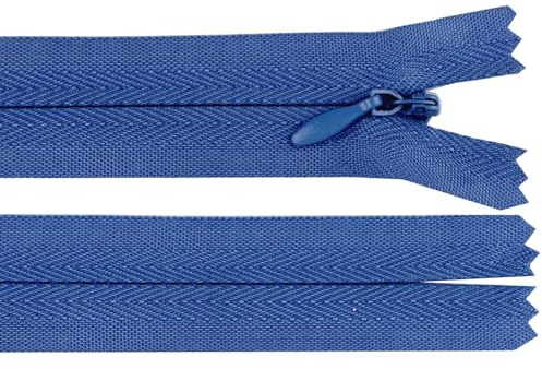 cyclingcolors 2x Cerniera invisibile N°3 20 cm – chiusura lampo in poliestere con cursore, estremità aperta, per cucito sartoria abbigliamento giacche cappotti – blu denim scuro