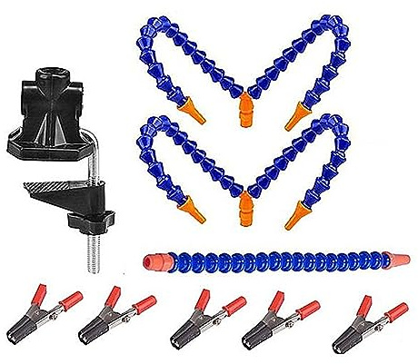 Bench Vise Table Clamp Soldering Station with 5Pc Flexible Arms Soldering Iron Holder PCB Welding Repair Third Hand Tool for Welding Repair(Set 8(5 Claws))