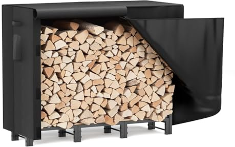 Sannwsg Kaminholzständer mit Abdeckung 130x36x117 cm, Brennholzregal mit wasserdichter, winddichter und UV-beständiger Schutzhülle für Feuerholz
