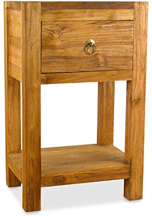 livasia Asiatischer Nachttisch aus Massivholz – 40x30x65cm – Beistelltisch Holz nachhaltig, recyceltes & versiegeltes Teakholz, hergestellt in Handarbeit aus Java