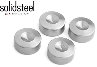 Solidsteel S Series Pads | Set di n. 4 Dischi Sottopunta in Acciaio INOX per Mobili Rack Hi-Fi | Antivibrazione, Diametro 25 mm (Made in Italy dal 1990)