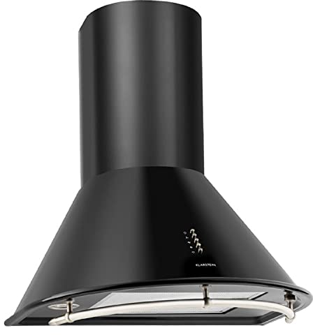 Klarstein Noir - Retro Dunstabzugshaube, Abzugshaube, Edelstahl, 60 cm, 430 m³/h Abluftleistung, drei Leistungsstufen, Abluftbetrieb, Umluftbetrieb möglich, mattschwarz