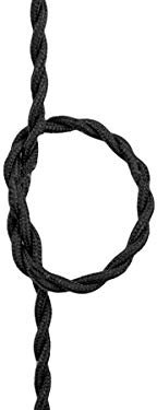 LEDLUX - Cable eléctrico revestido de tela, color negro, 2 x 0,75 mm², forma de cuerda (negro trenzado)