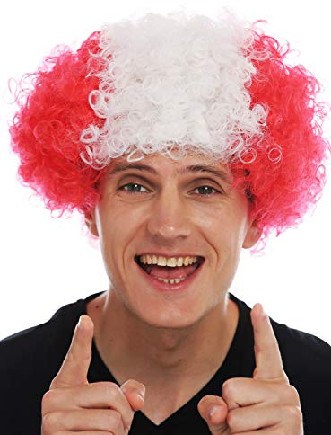 WIG ME UP - MMAM-15M Perücke Karneval Afro Fan-Perücke Fußball WM Rot Weiß Rot Österreich