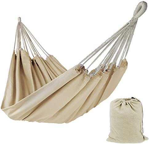 Toldoro® Hängematte ohne Gestell Outdoor & Indoor - 200x140cm - aus 65% Baumwolle & 35% Polyester/Stabile und reißfeste Hängematte wetterfest & hautfreundlich - inkl. Tragetasche