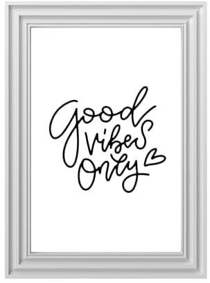 Din A4 Kunstdruck ohne Rahmen - Spruch - Good vibes only- Motivation Optimismus Positivität Typographie Druck Poster Deko Bild