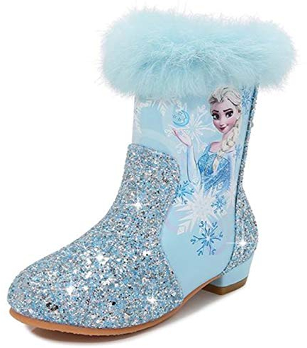 Kosplay Stivali da Principessa Ragazze Elsa Bambini Stivali da Neve Morbide Fodera Calda Stivaletti Ragazze Inverno Scarponi da Sci all'aperto Partito Principessa Scarpe Eleganti