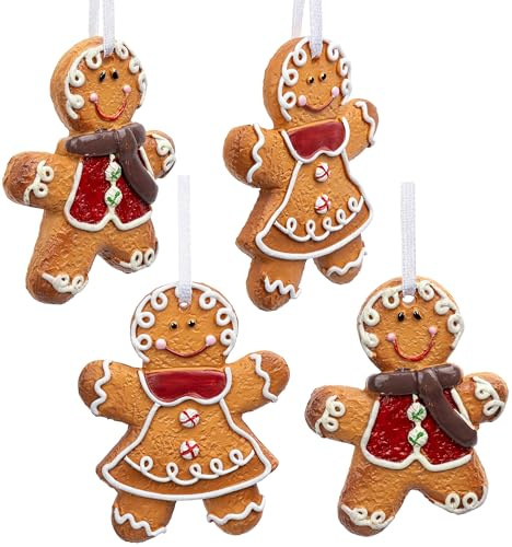 SIKORA BS695 Lebkuchen Männchen Christbaumschmuck Figur Weihnachtsbaum Anhänger 4er Set