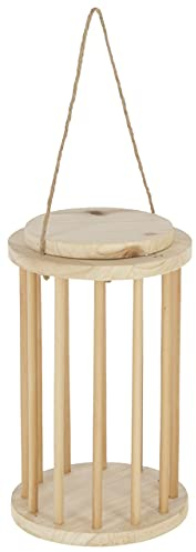 KERBL Pet Heuraufe 3 in 1, Stand- / Roll- / Hängreaufe für Hasen und Kaninchen, Aus unbehandeltem Holz, 25x Ø15 cm