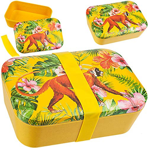 alles-meine.de GmbH Kunststoff - Lunchbox/Brotdose - Dschungel Tiere - AFFE - BPA frei - mit Gummiband - Brotbüchse Küche Essen - für Erwachsene & Kinder - Mädchen Jungen - VES..