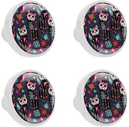 Möbelknopf Totenkopf Katze Blume Möbelgriffe Kristall Schubladengriff Schubladenknöpfe Schrankknopf Schrankgriff Für Küche Bad Schlafzimmer Wohnzimmer 3.3x2.5 cm