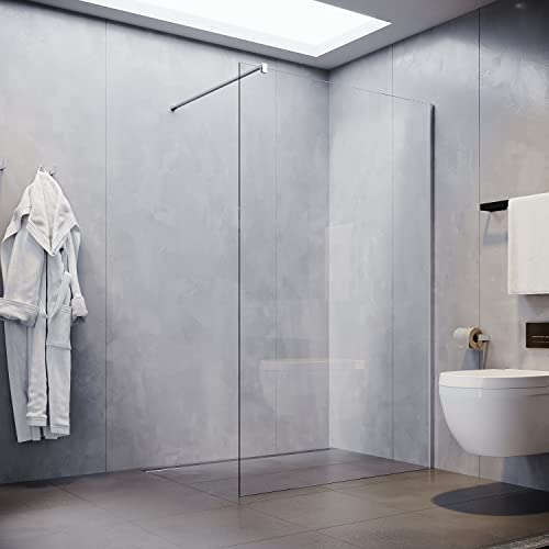 SONNI Box Doccia Walk In 120 x 200 cm,Parete per Doccia Easyclean Vetro Temperato 8mm con Regolabile con Stabilizzatore,Telaio in Alluminio