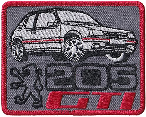 E006 - Ecusson Patch Brodé Thermocollant - 9 cm x 7 cm - 205 Gti Automobile Voiture
