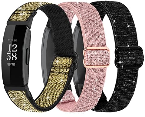 Elastische Nylon-Armbänder, kompatibel mit Fitbit Inspire 2 / Inspire HR / Inspire / Ace 2, weich, verstellbar, Solo-Loop-Ersatzbänder für Fitbit Inspire Fitness-Tracker, Damen und Herren, 3 Stück,