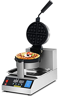 máquina de Desayuno gofrera Multifuncional, gofrera de Burbujas Comercial con sartén Antiadherente Acero Inoxidable 180° Rotatorio, 50°C -250°C, Máquina para Hacer gofres de hu