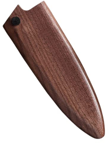 Aibote Handmade Natural Black Walnut Wood Japanese Deba Knives Sheath Magnetic Knife Case Holder Protector Wooden Cover (165mm)