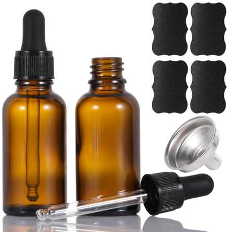 Amber Glass Dropper Bottle,2pcs 30ml Small Empty Reusable Eliquid Pipette Ear Dropper Bottles Suitable for Essential Oils Massage Perfumery Aromatherapy Laboratory Fragrances Pharmacist Bottle