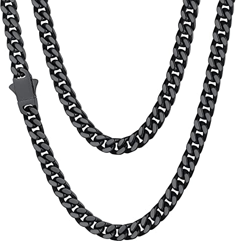 Mens Necklaces Black Chain Stainless Steel Necklace for Boyfriend Jewelry for Men Curb Men Black for Pendant Hip Hop Cuban Link Necklace