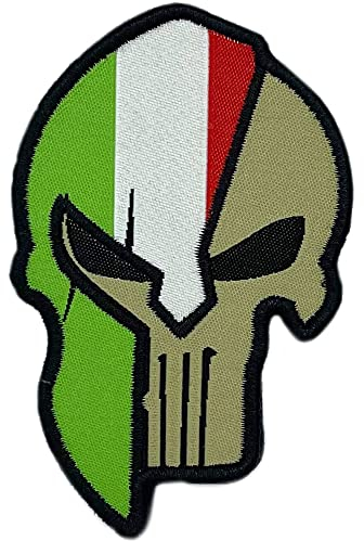 Toppe Bandiera Italia con Velkro - Ricamate per Abbigliamento - Bandiere Europa - Scudo Italia per Zaini (Punisher)