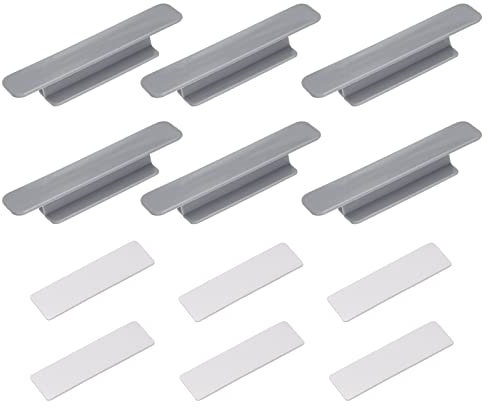 sourcing map 6Pcs Self-Stick Handles, Grey Plastic Self-Adhesive Instant Drawer Handles Pulls for Bathroom, Closet, Wardrobe, Dresser, Window (110mm/4.33 Length)