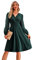 HEYPORK Damen Frühling Sommer Rock Bequem Lässig Kleider Mode Elegant Röcke Frauen Trendy V-Ausschnitt Jacquard Kleid(Grün, S)