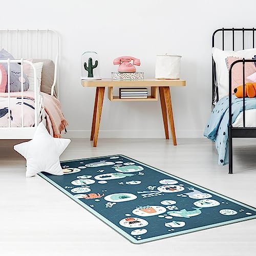 Bilderwelten Kinderteppich Antarktis - Eisbär Rudi möchte Fisch Rutschfester Spielteppich Kinderzimmer Teppich 300x150 cm