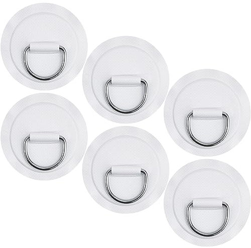 Omoojee 6 Stück Edelstahl D-Ring Patch Kit, PVC Paddle Board D-Ringe für Kajak, Schlauchboot, Caneo, SUP, kein Kleber enthalten, wasserdicht (weiß)