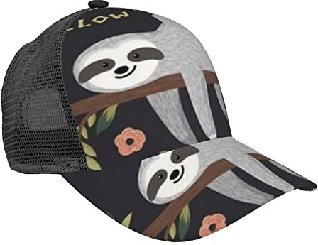 OPSREY Smile Pink Pig Printed Adjustable Mesh Baseball Cap Neutral Sports Cap, Folgen Sie Ihren Träumen Faultier, 5-7
