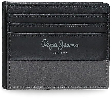 Pepe Jeans Double Portefeuilles et Porte-Monnaie en Cuir de Vachette, Noir, Kaki, Marine, différentes Tailles, Noir, Talla única, Porte-Cartes