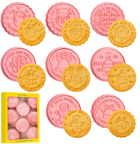 Atuoxing Lot de 8 Emporte Piece Noel, 3D Emporte-Pièces de Noël, Moule à Biscuits pour Noel, Ensemble de Emporte Pièces Noël (E)