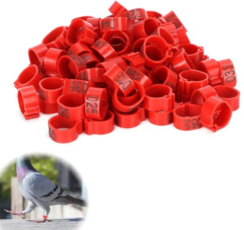 Hühnerbeinringe, 100 Stück GeflüGel FußRinge Geflügelbeinring Vogelbeinbänder Fußring 001‑100 Nummerierter Taubenring für Hühnchen Zwerghuhn Finken Taube Kleines Geflügel (12mm)