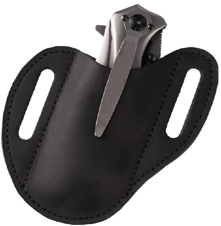 Goowafur Folding Knives Holster - Leather Sheath for Folding Knives,Pocket Knives Holder with Belt Clip, Men Leather Organizer Sheath, Leather Knives Sheath Belt for Most Pocket Knives