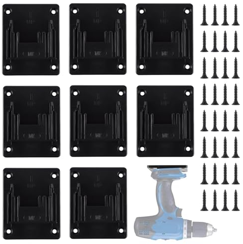 LDHHYH 8 Stück Wandhalterung Werkzeughalter für makita 18V, Bohren Elektrowerkzeuge Bohrerhalter, Bohrerhalter Wandhalterung für Makita 18V, Schwarz