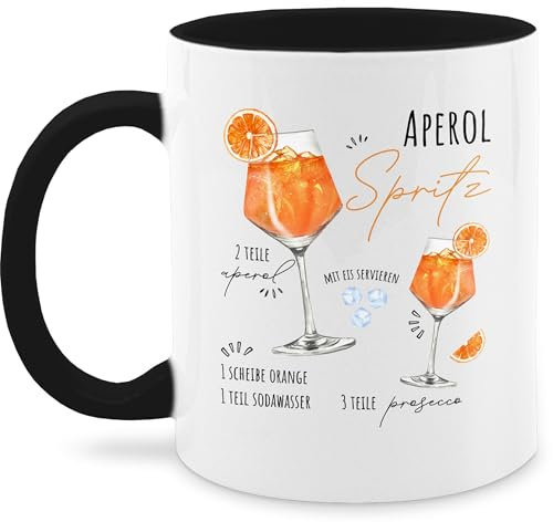 Tasse Tassen 325ml - Karneval & Fasching - Aperol Spritz Rezept I Lustig Geschenk Aperolfan Fanartikel - 325 ml - Schwarz - büro karnevalstasse fasching- rezepte kaffeetasse