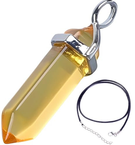 Essenciales Citrin-Halskette aus Naturstein bringt dir positive Energie und Vitalität - Der Anhänger beinhaltet spirituelle Steine und Lavendel