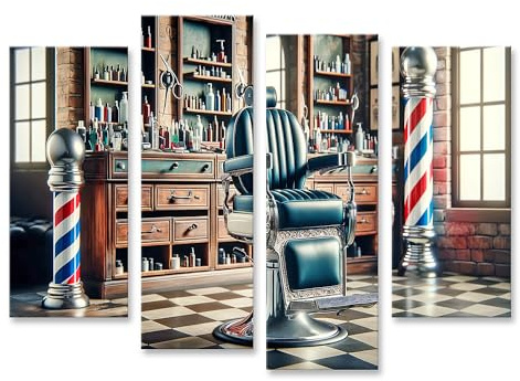 islandburner Bild auf Leinwand Klassischer Friseurstuhl im Barber Shop gepolstert Bilder Wandbilder Poster