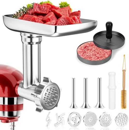 Metal Food Grinder Attachments for KitchenAid Stand Mixers. Meat Grinders, Sausage Stuffer, Burger Press. Durable Perfect Attachments for Kitchen aid Mixer