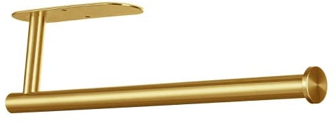 Markcco Paper Towel Holder-Under Cabinet Paper Towel Holder for Kitchen, Self-Adhesive or Screws, Wall Mounted Paper Towel Roll Rack for Kitchen, Bathroom, Stainless Steel Gold