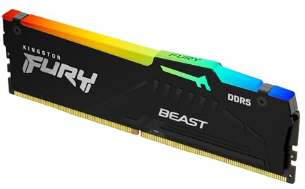 Kingston FURY Beast Noir RGB 32Go 6000MT/s DDR5 CL30 DIMM Mémoire pour PC de Gamer Module Simple AMD EXPO/ Intel XMP - KF560C30BBEA-32