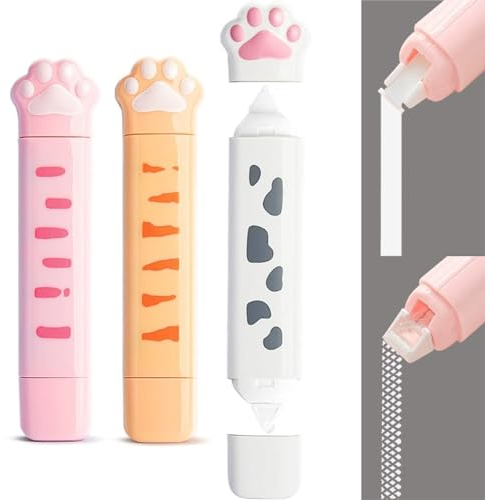 Basicon 2 in 1 Kleberolle Mit Korrekturband und Doppelseitiges Klebeband Roller, Ästhetische Cute White Out für Schule, Haus und Bürobedarf
