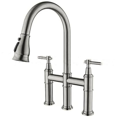 Grifo de cocina de latón negro, grifo de fregadero de tres funciones con diseño extraíble de doble manija y 2 orificios, grifo de fregadero de tres funciones (Size : Brushed Nickel)