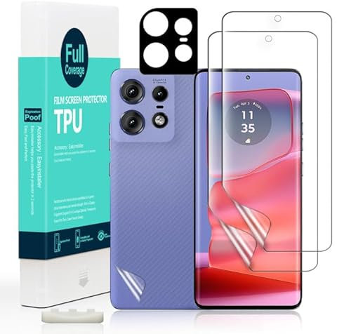 Ibywind 2 Piezas Protector Pantalla para Motorola Edge 50 Pro 5G 6.7 + Protector Cámara y Trasera Fibra Carbono, Hidrogel TPU