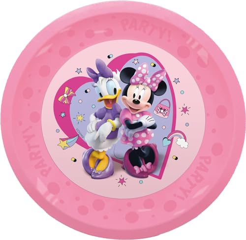 Procos - Plato de plástico Minnie Mouse Junior, 4 piezas, reutilizable, vajilla de fiesta para cumpleaños o fiesta temática, Mickey